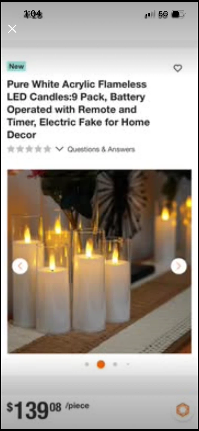 New Pure White Acrylic Flameless LED Candles:9 Pack