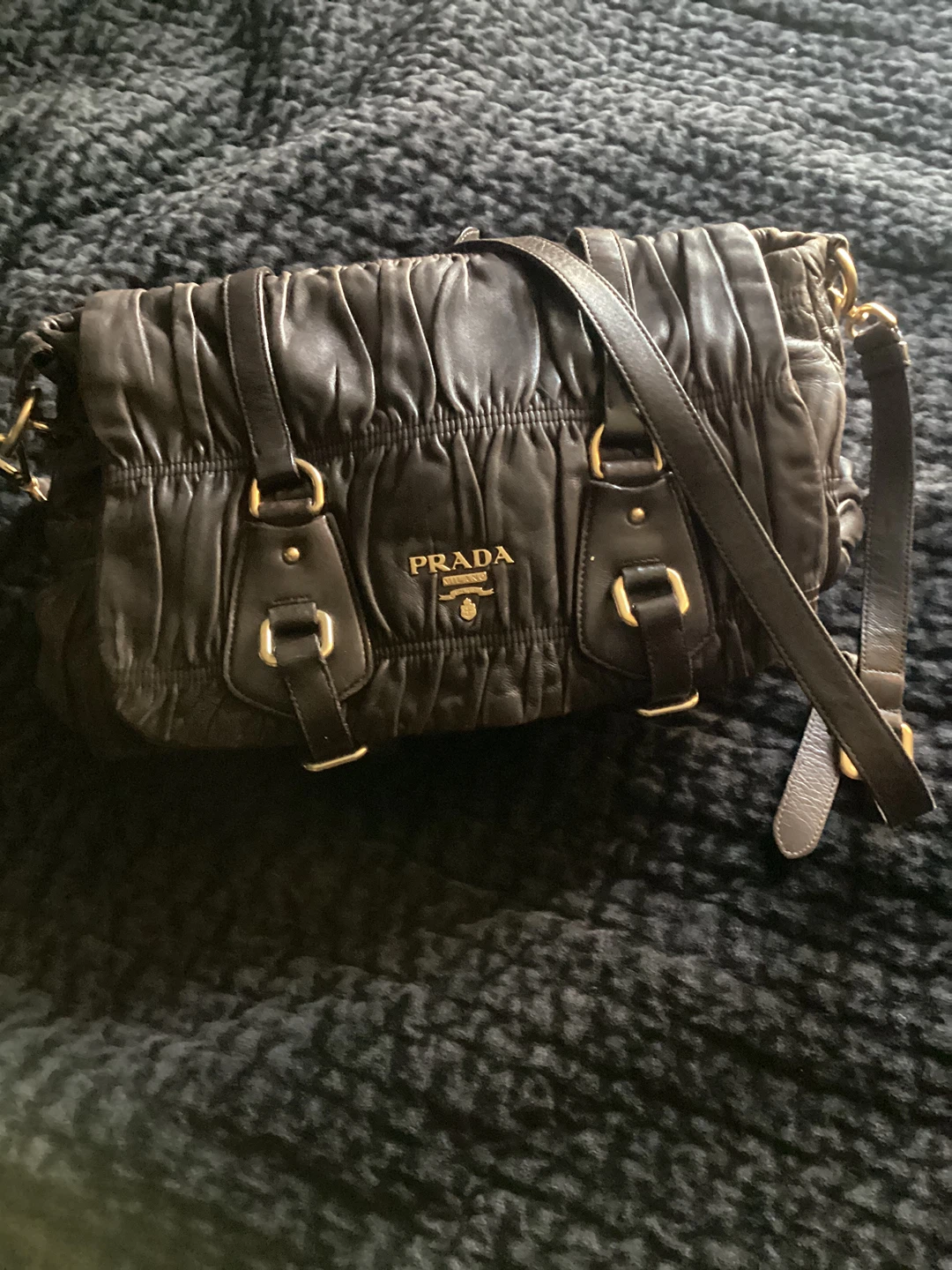 PRADA Milano Brown Leather Gathered Shoulder Bag