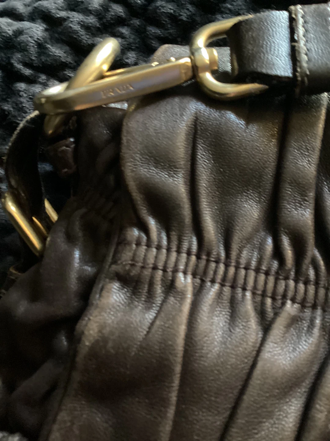 PRADA Milano Brown Leather Gathered Shoulder Bag - photo 4