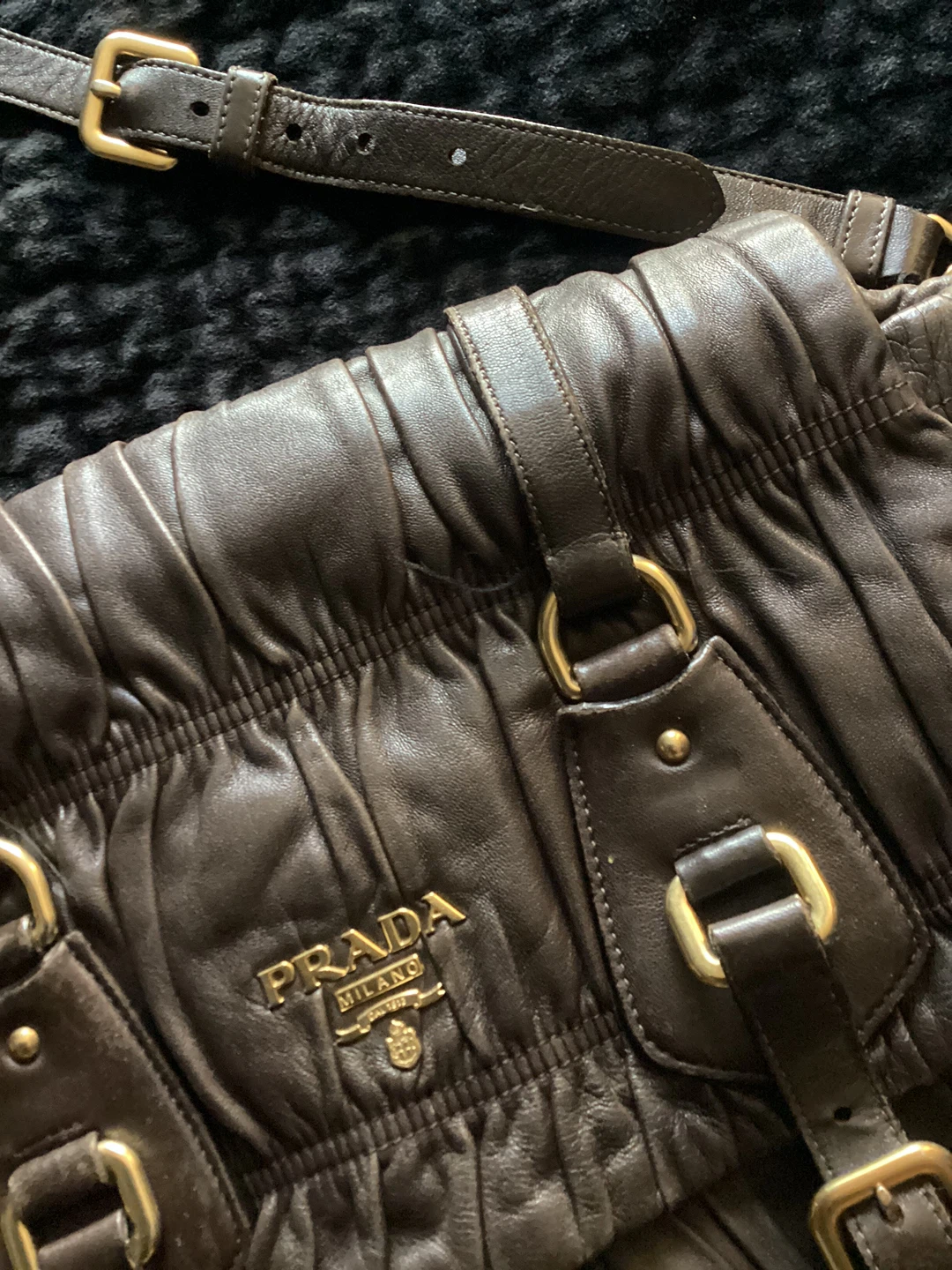 PRADA Milano Brown Leather Gathered Shoulder Bag - photo 3