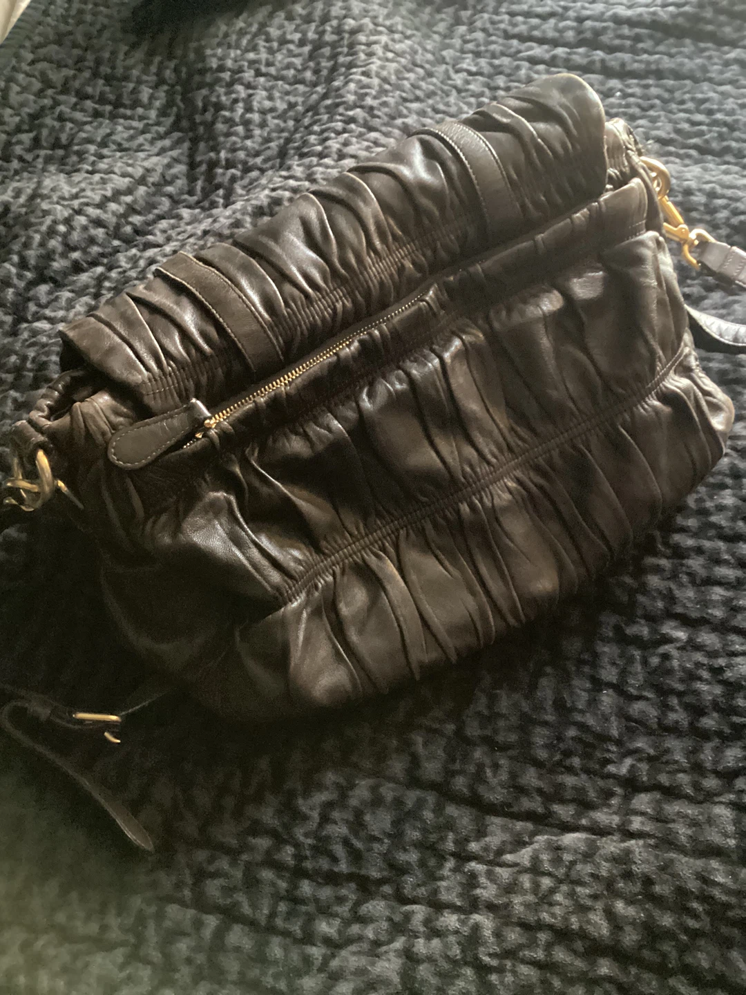 PRADA Milano Brown Leather Gathered Shoulder Bag - photo 5