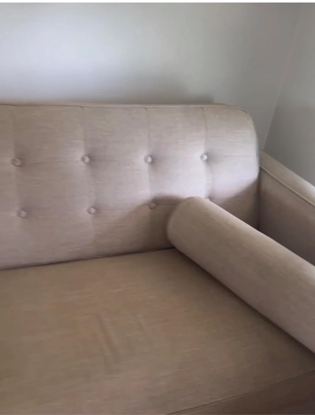 Beige Tufted Sofa with Bolster Pillows - photo 3