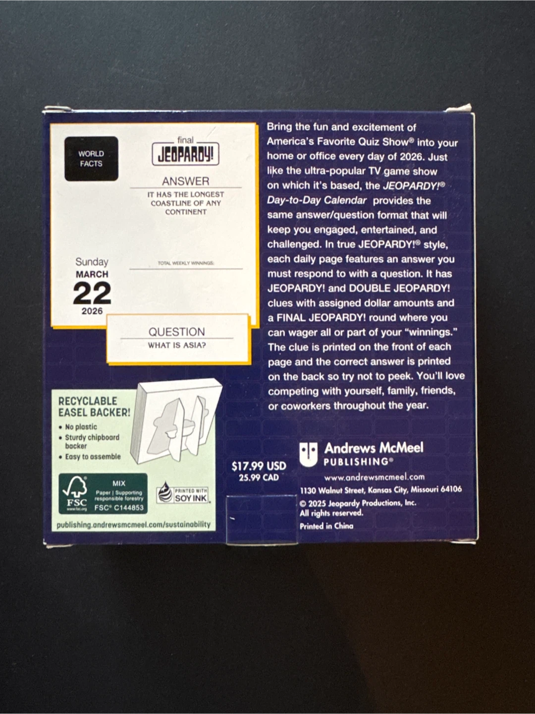 NEW Jeopardy! 2026 Day-to-Day Calendar - photo 2