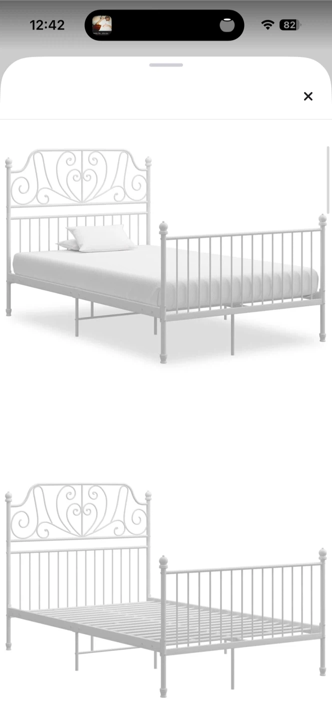 White Metal Double Bed Frame