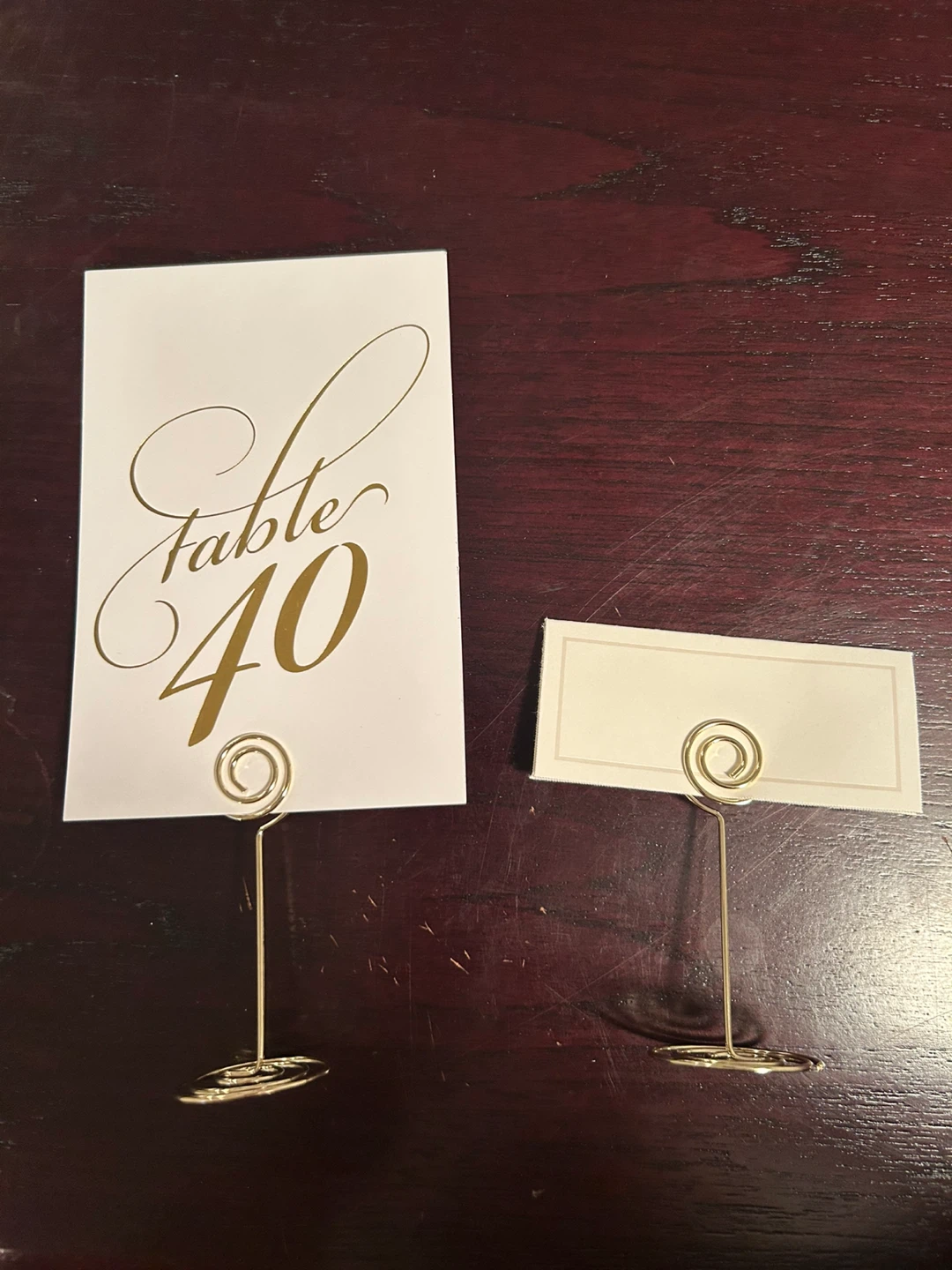 Gold Swirl Table Number Card Holders - photo 3