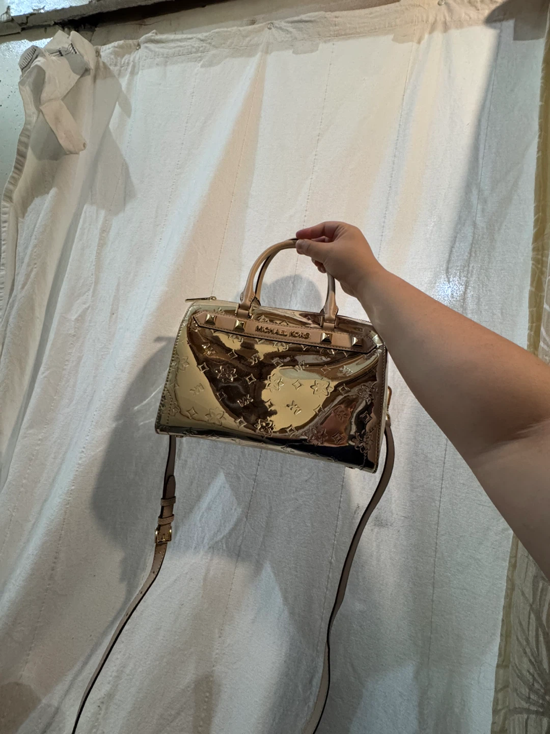 Michael Kors Gold Monogram Satchel Bag