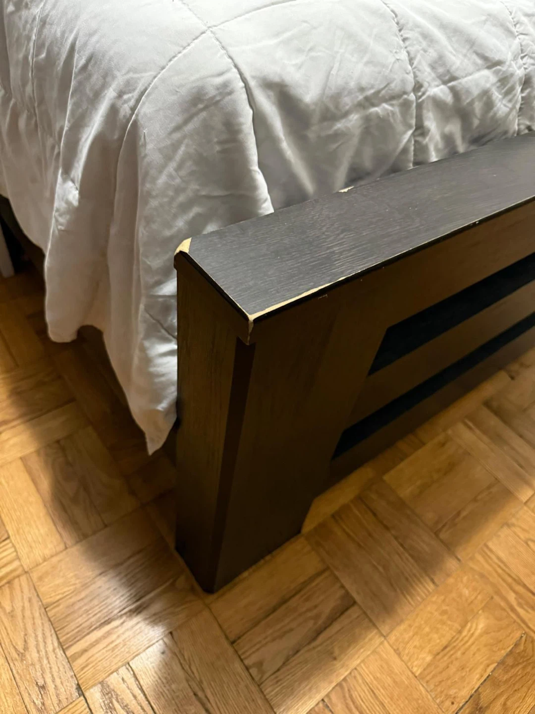 Dark Wood Queen Bed Frame with Headboard - photo 3