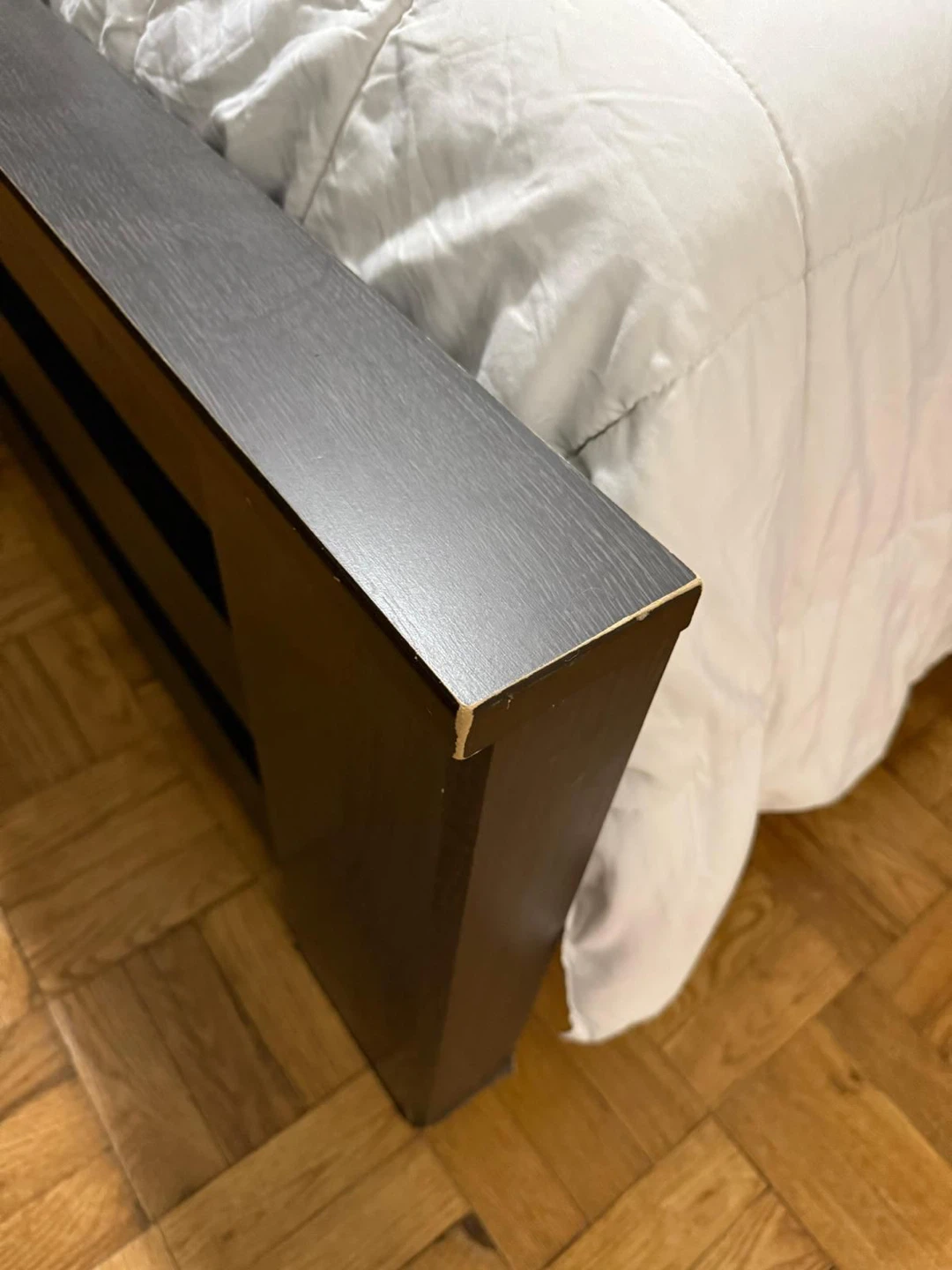 Dark Wood Queen Bed Frame with Headboard - photo 2