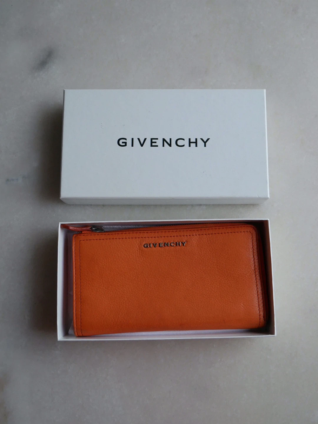 Orange Leather Givenchy Zip Around Wallet - photo 2