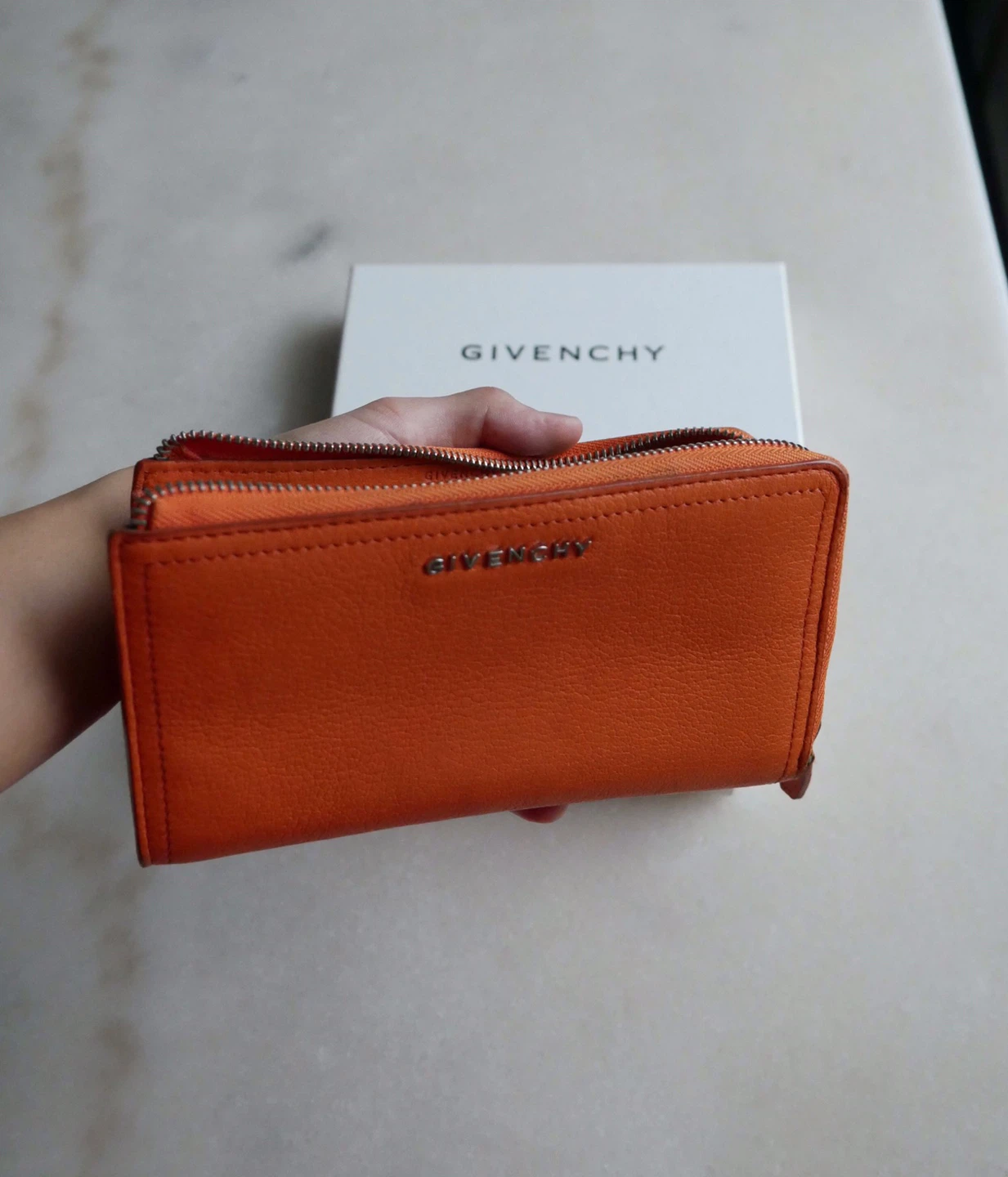 Orange Leather Givenchy Zip Around Wallet - photo 3