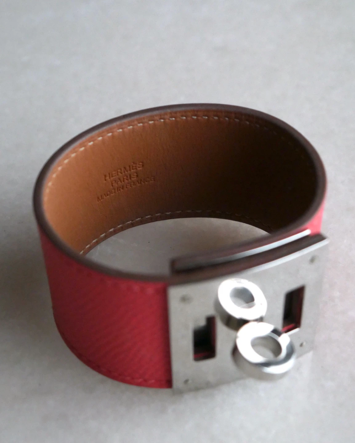 Hermès Collier de Chien Cuff Bracelet Red Leather - photo 3
