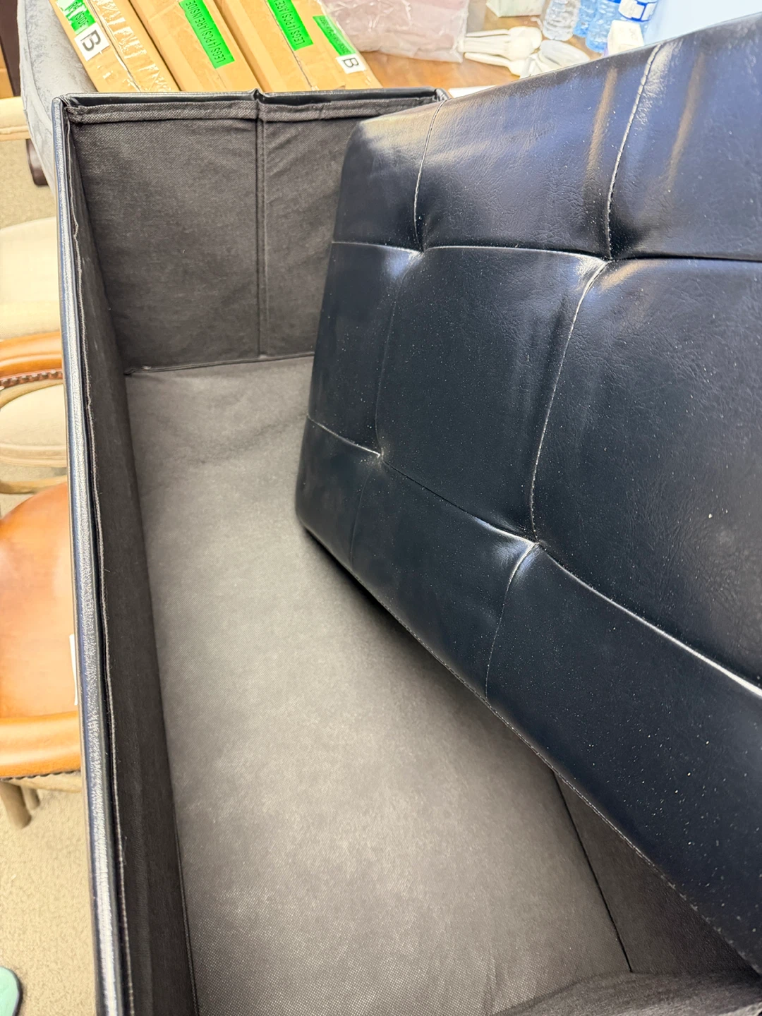Black Foldabe Tufted Storage Ottoman - photo 4