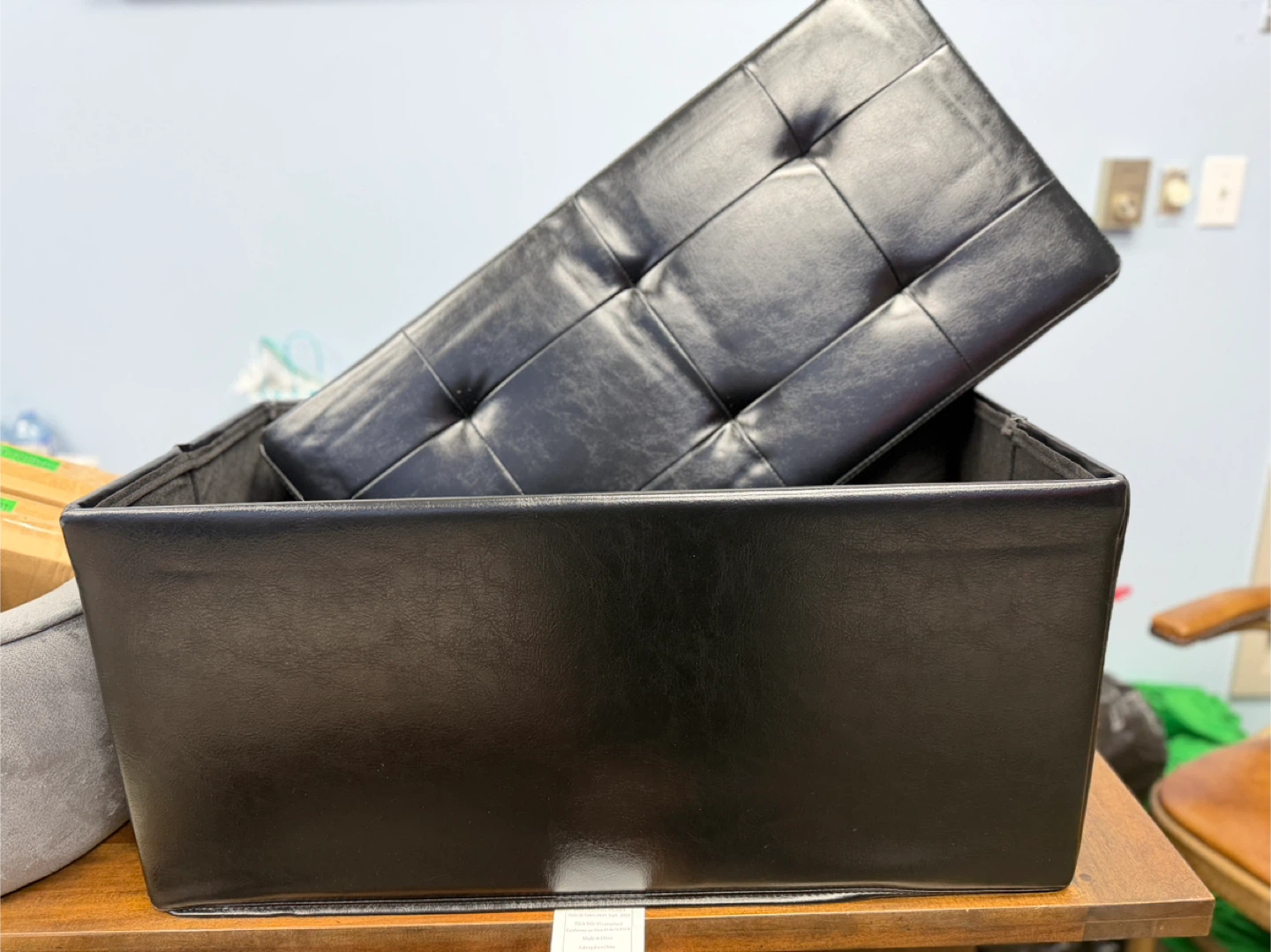 Black Foldabe Tufted Storage Ottoman
