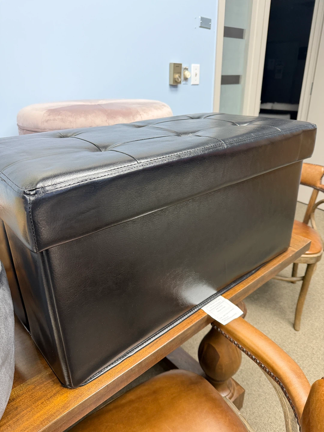 Black Foldabe Tufted Storage Ottoman - photo 3