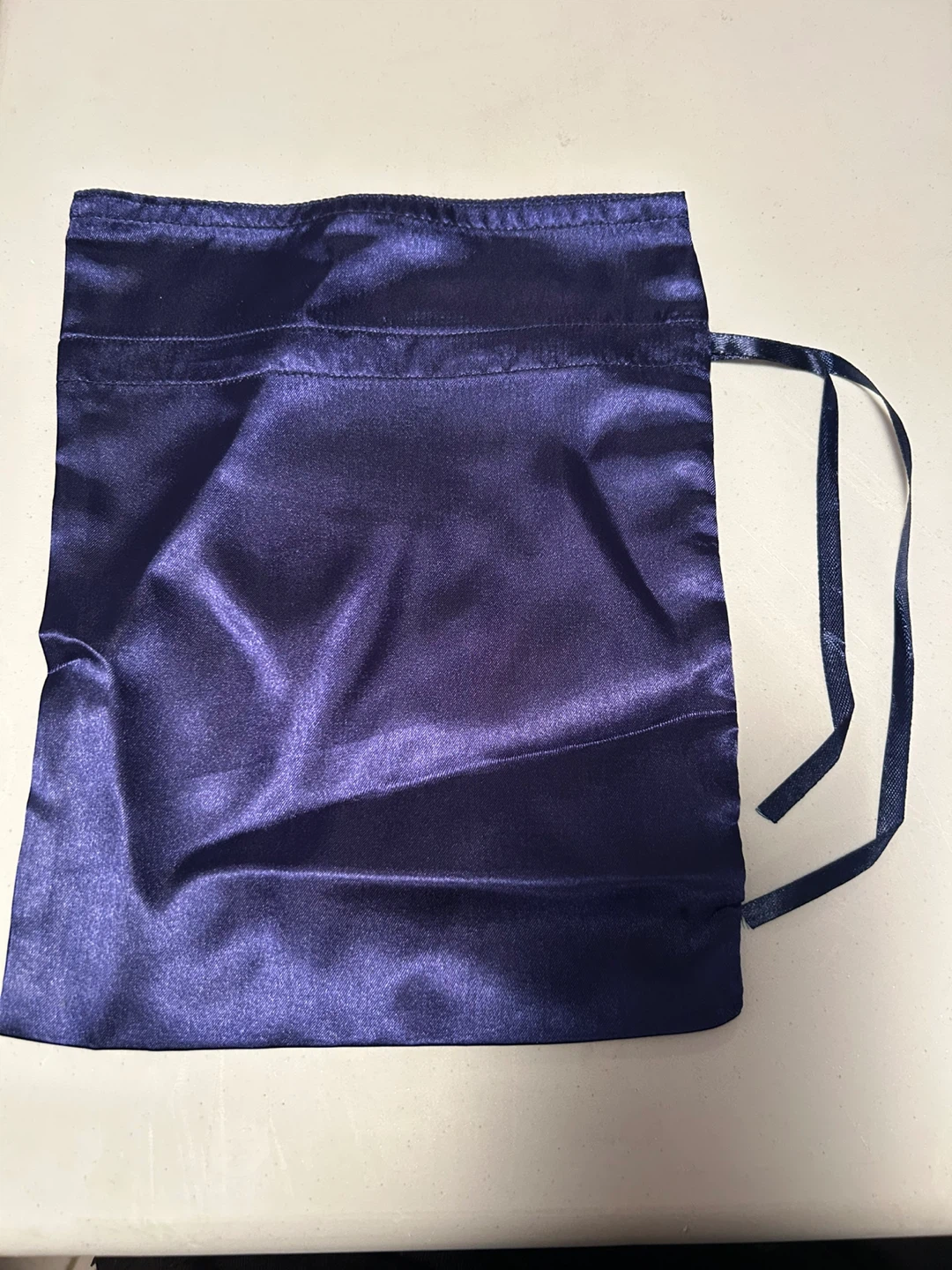 Dark Blue Satin Drawstring Pouch