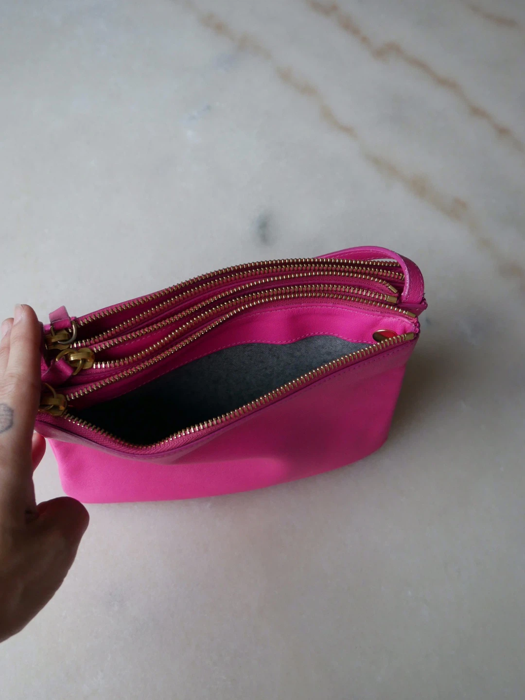 Celine Pink Leather Trio Pouch Bag - photo 3