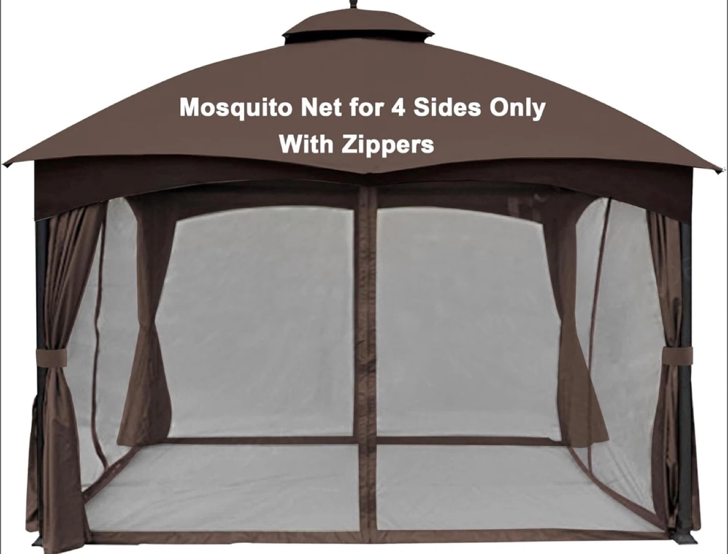 Gazebo Mosquito Netting for 4 Sides with Zippers