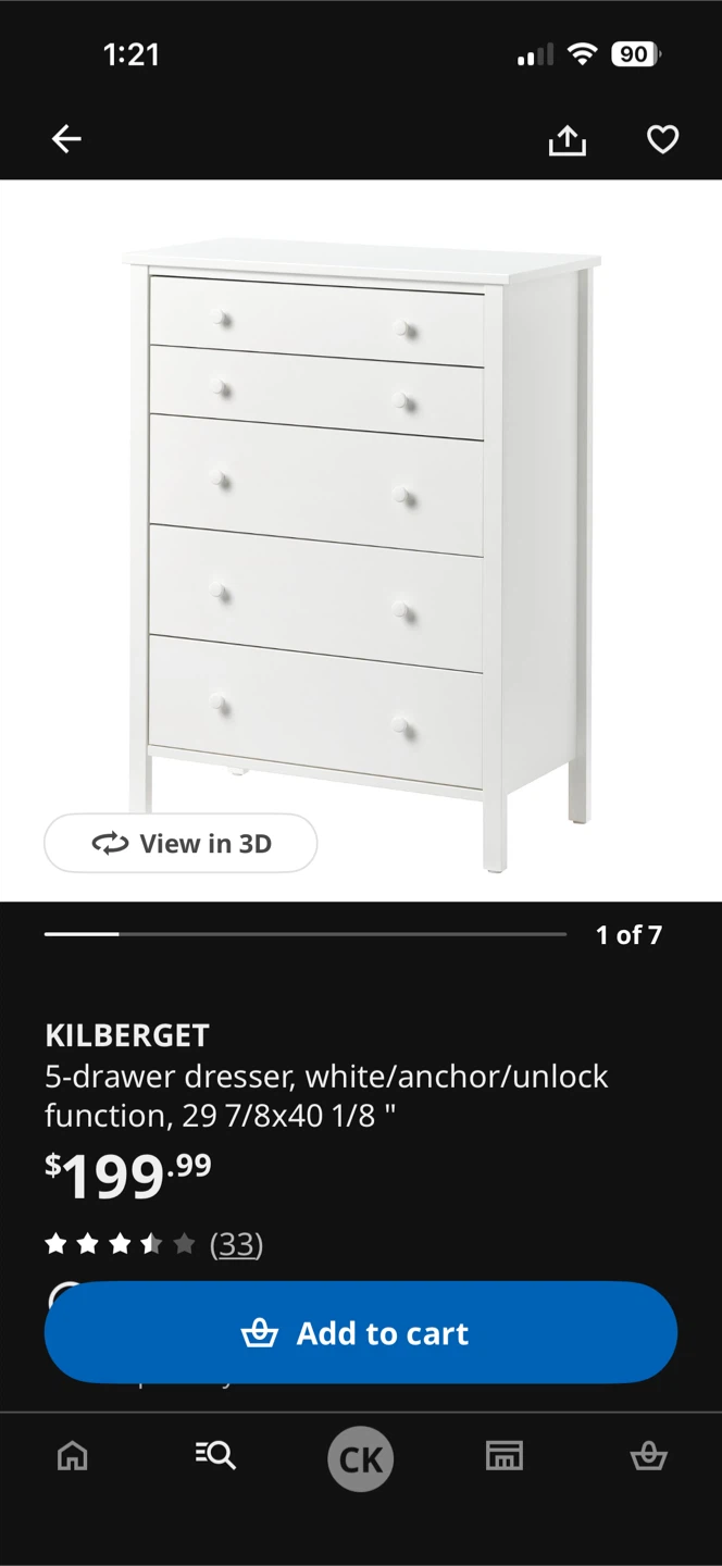 Five Drawer Dresser
