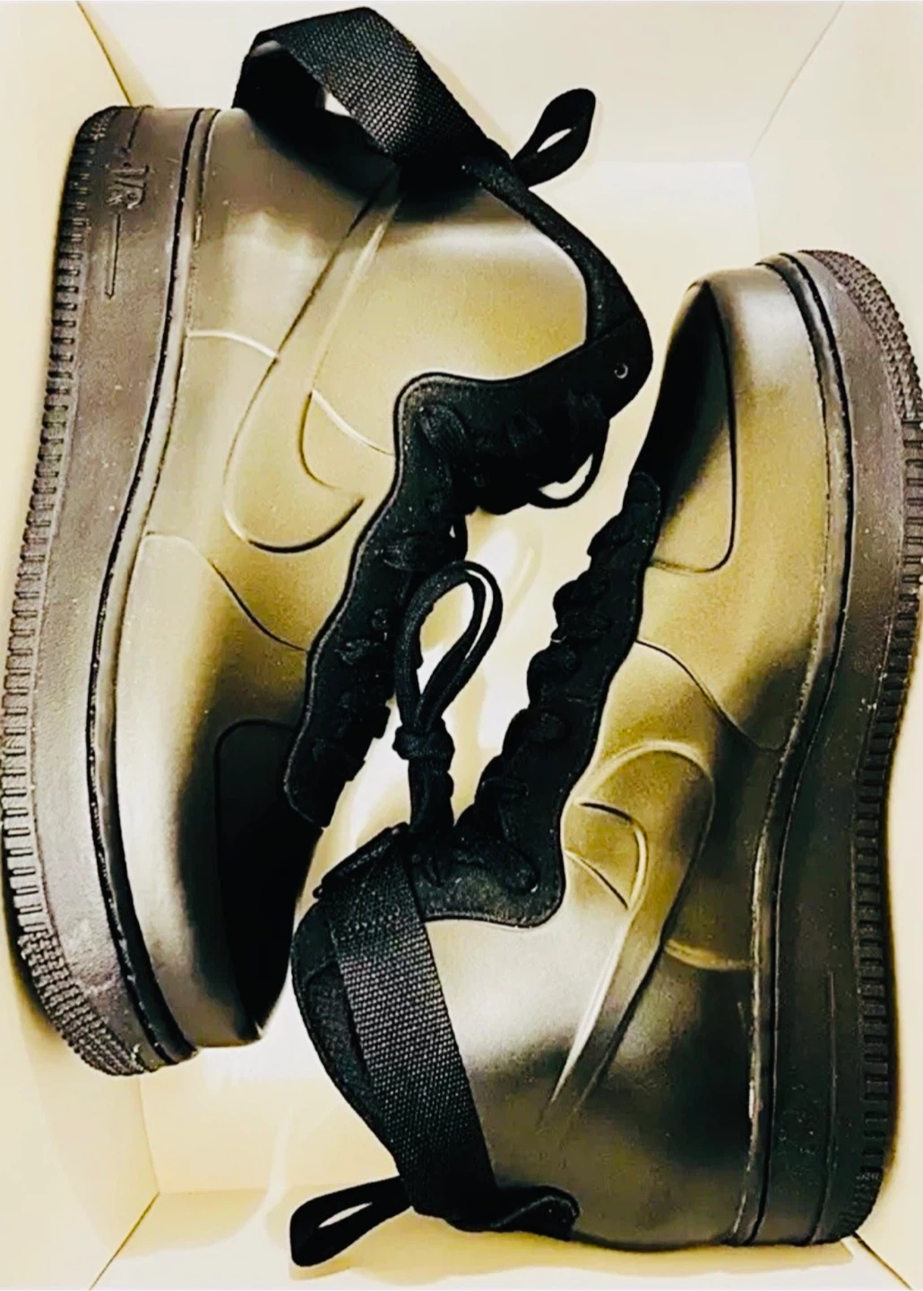 Nike Air Force 1 Foamposite Cup Mid Top Black Sneakers Size 9.5