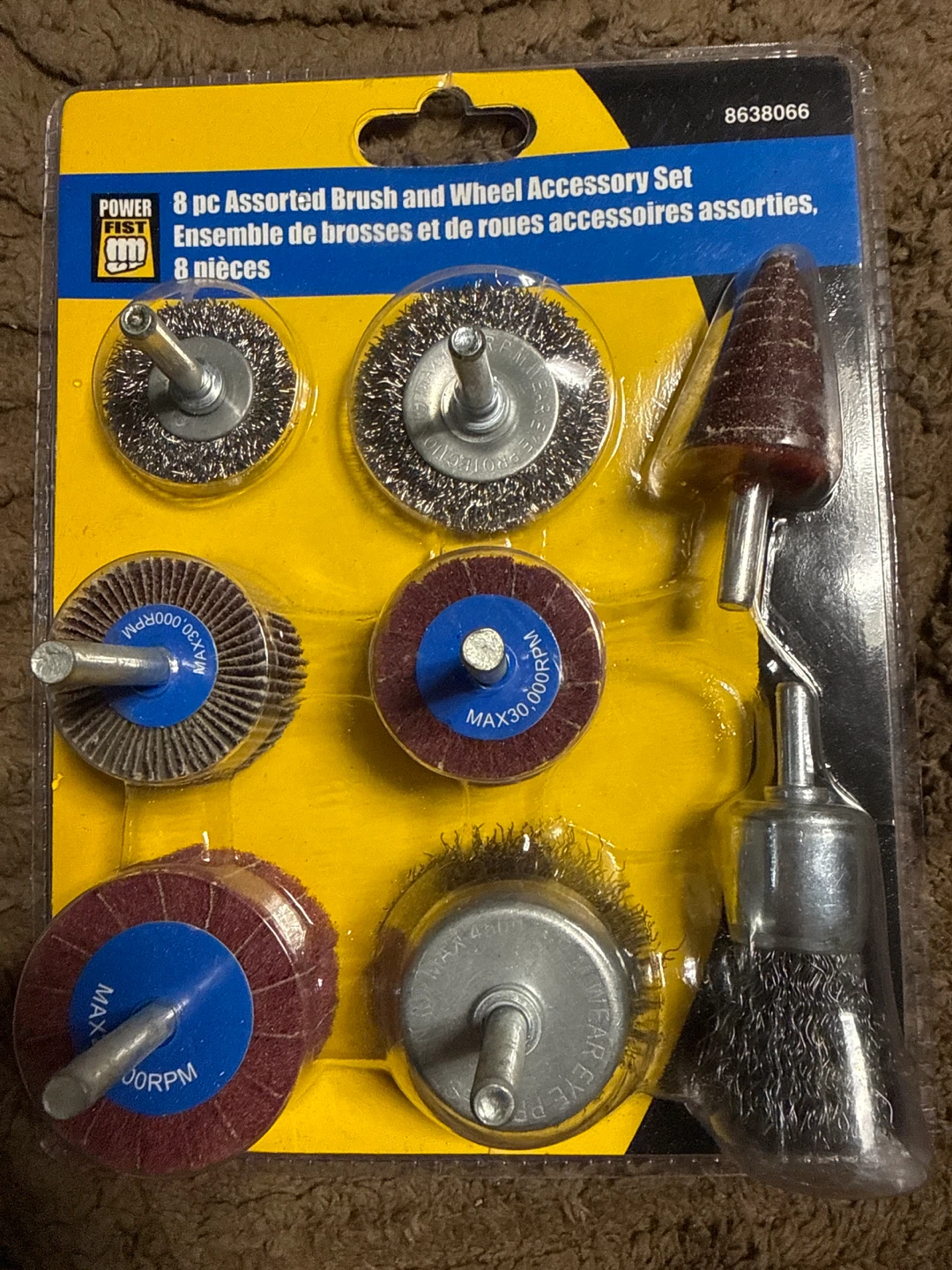 Power Fist 8 pc Assorted Brush and Wheel Accessory Set