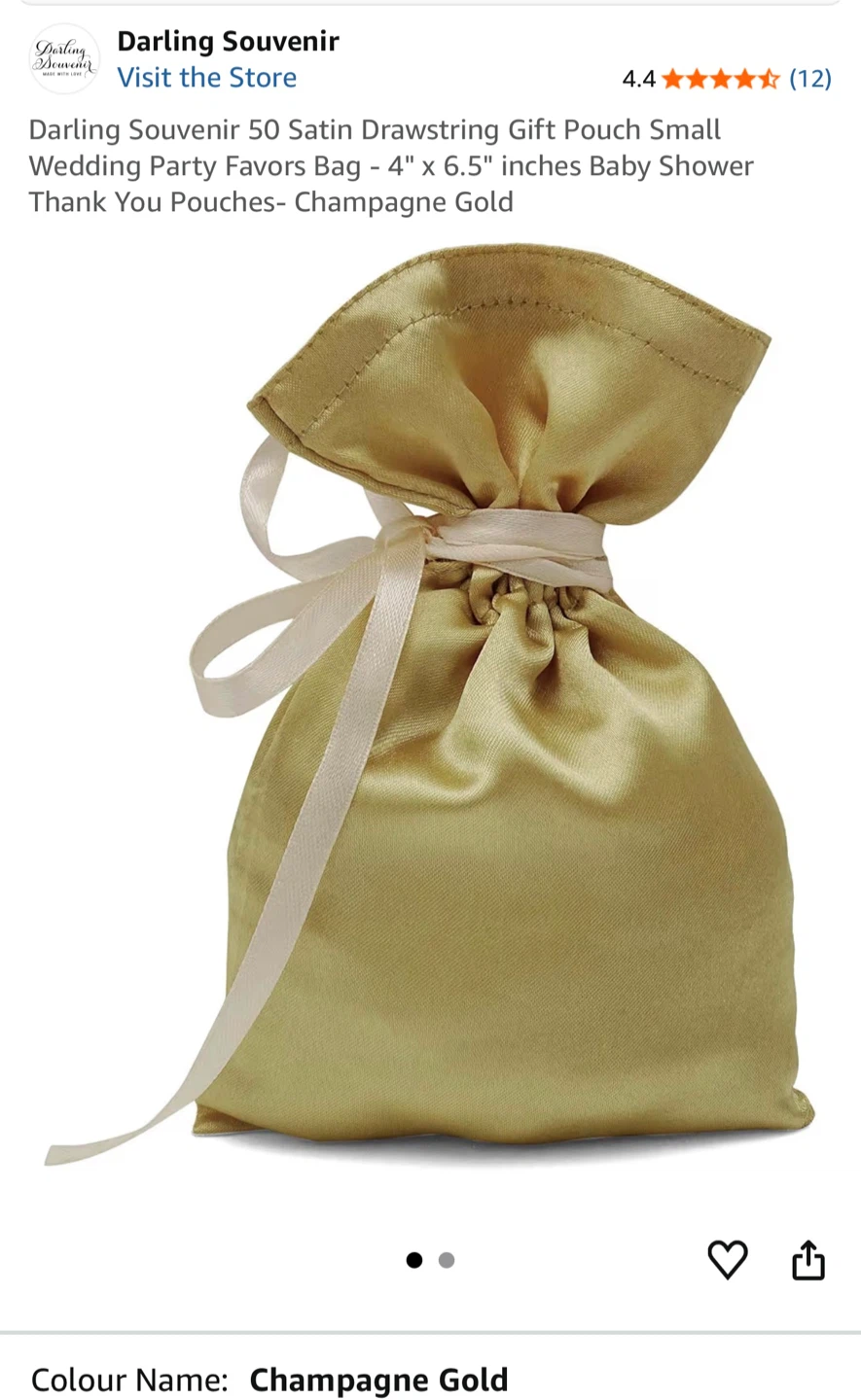 Gold Satin Drawstring Pouch (Large and Small) - photo 3