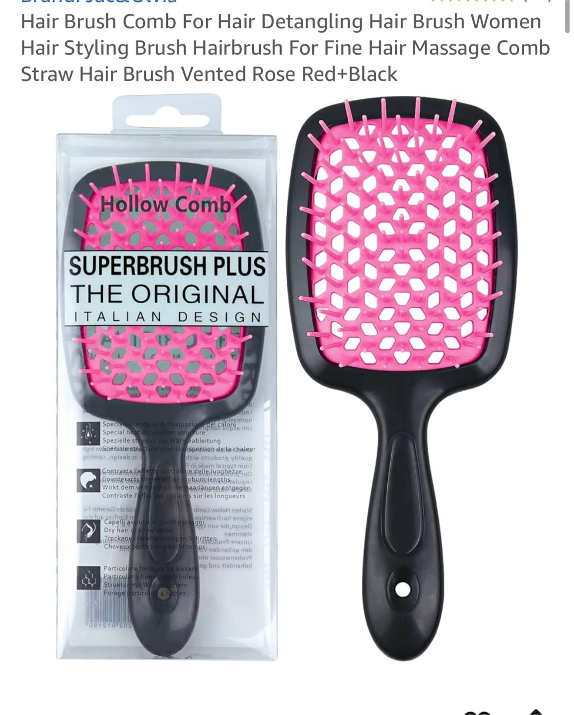 Brand new Superbrush Plus Detangling Hair Brush - Black/Rose