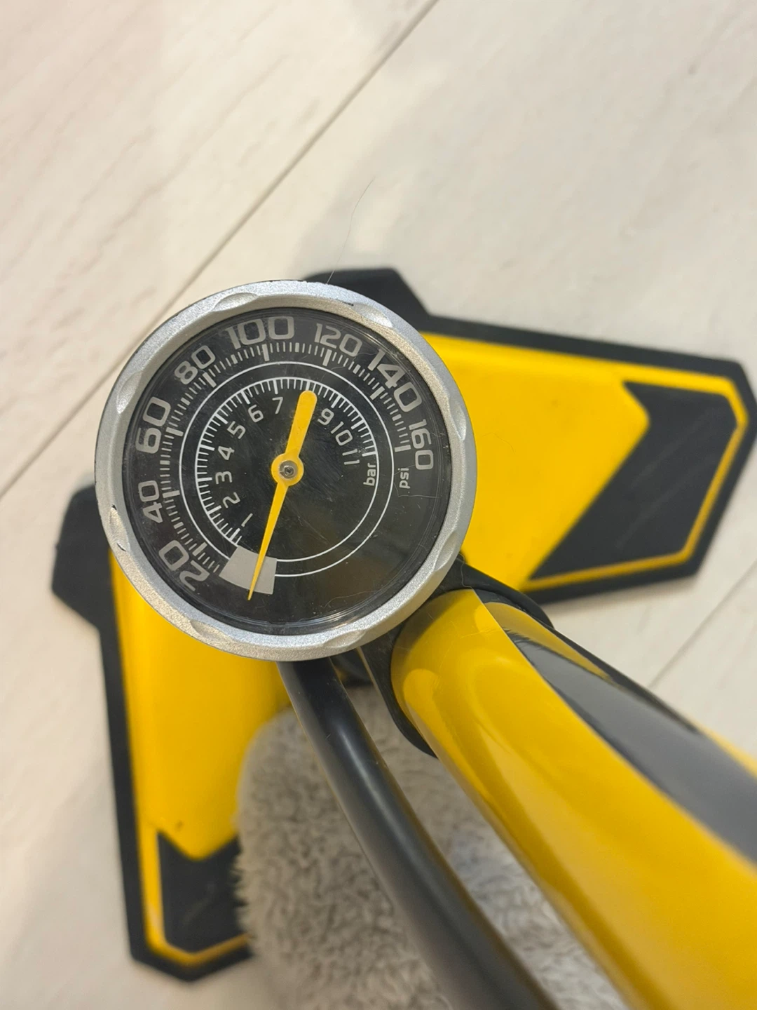 Yellow Floor Bike Pump with Gauge - photo 3