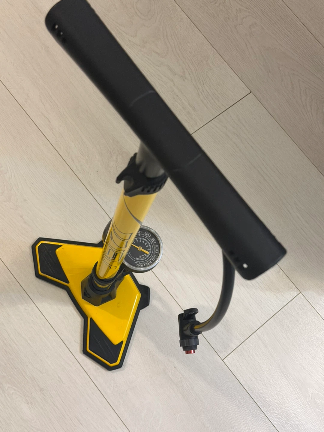 Yellow Floor Bike Pump with Gauge
