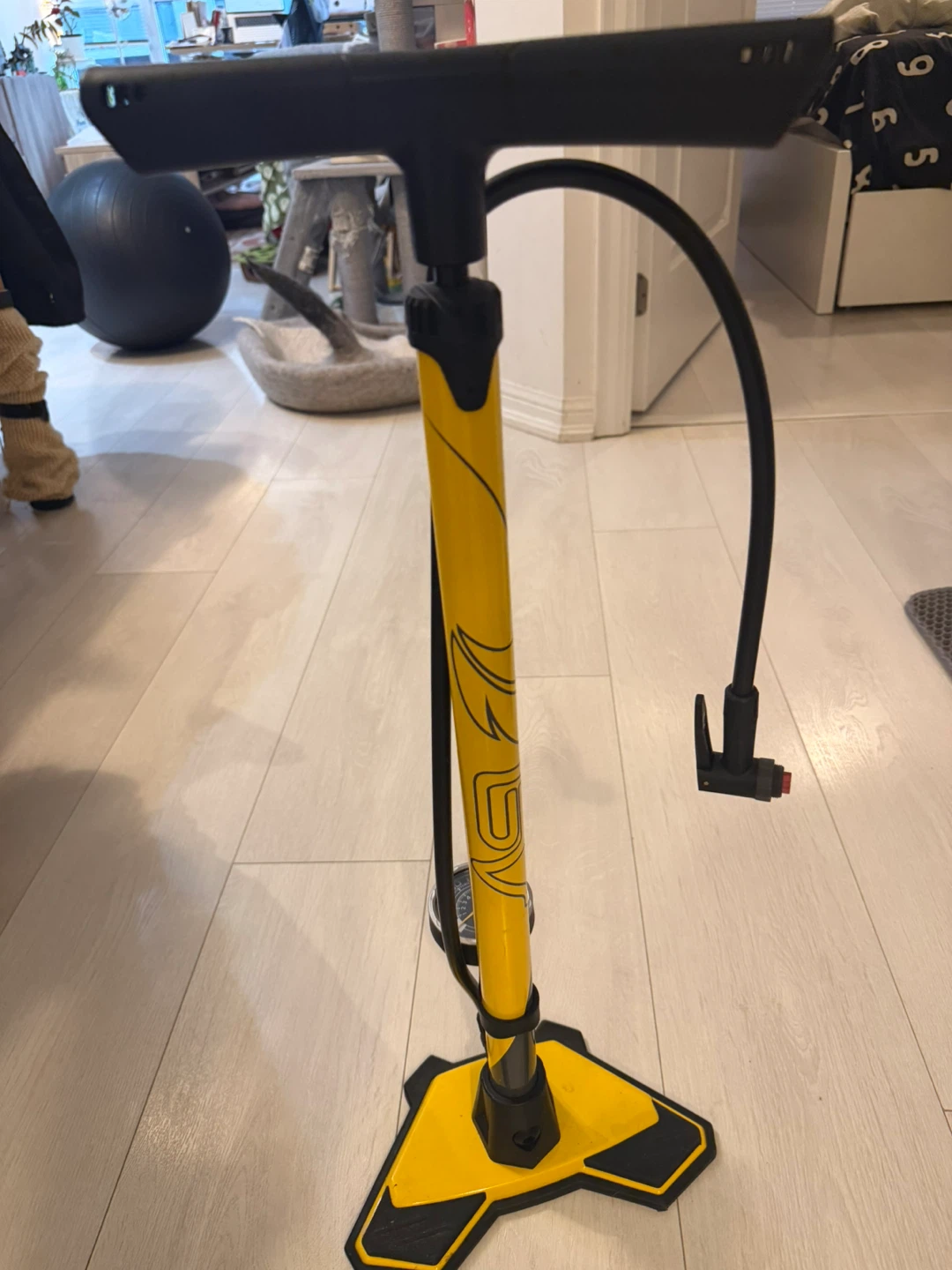 Yellow Floor Bike Pump with Gauge - photo 2