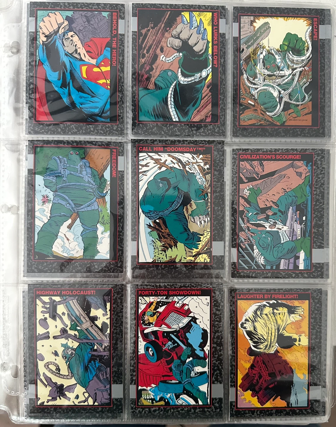 1992 DC DOOMSDAY “DEATH OF SUPERMAN” COMPLETE TRADING CARD SET
