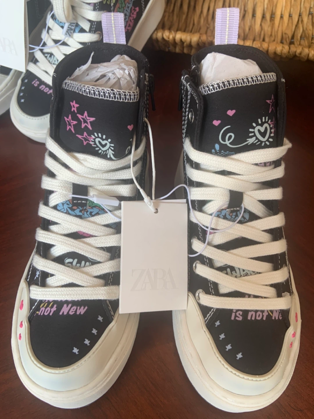 Zara High Top Sneakers with Graffiti Print - photo 4
