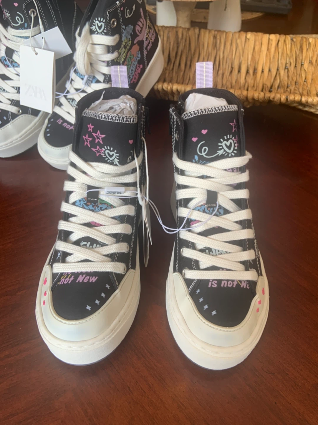 Zara High Top Sneakers with Graffiti Print - photo 3