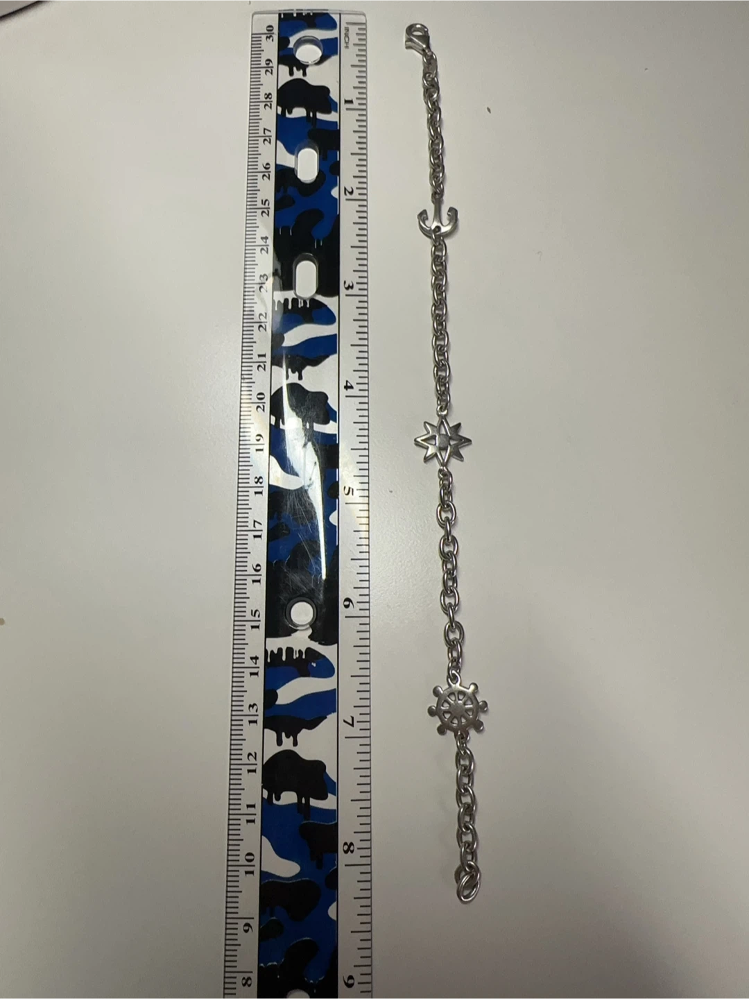 Full Silver Hallmarks Vintage Anchor Compass Charm Bracelet - photo 2