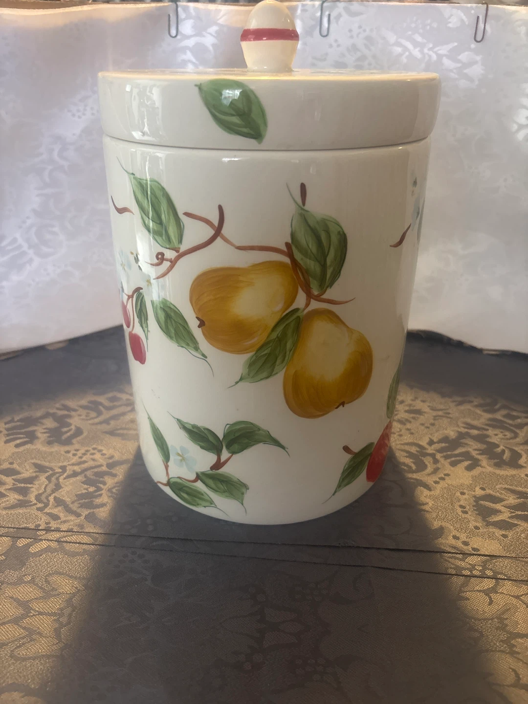 Hand-painted Ceramic Canister with Fruit Design - photo 2