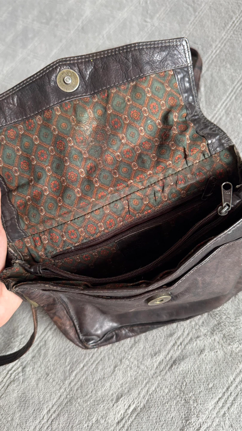 Dark Brown Genuine Leather Crossbody Bag - photo 4