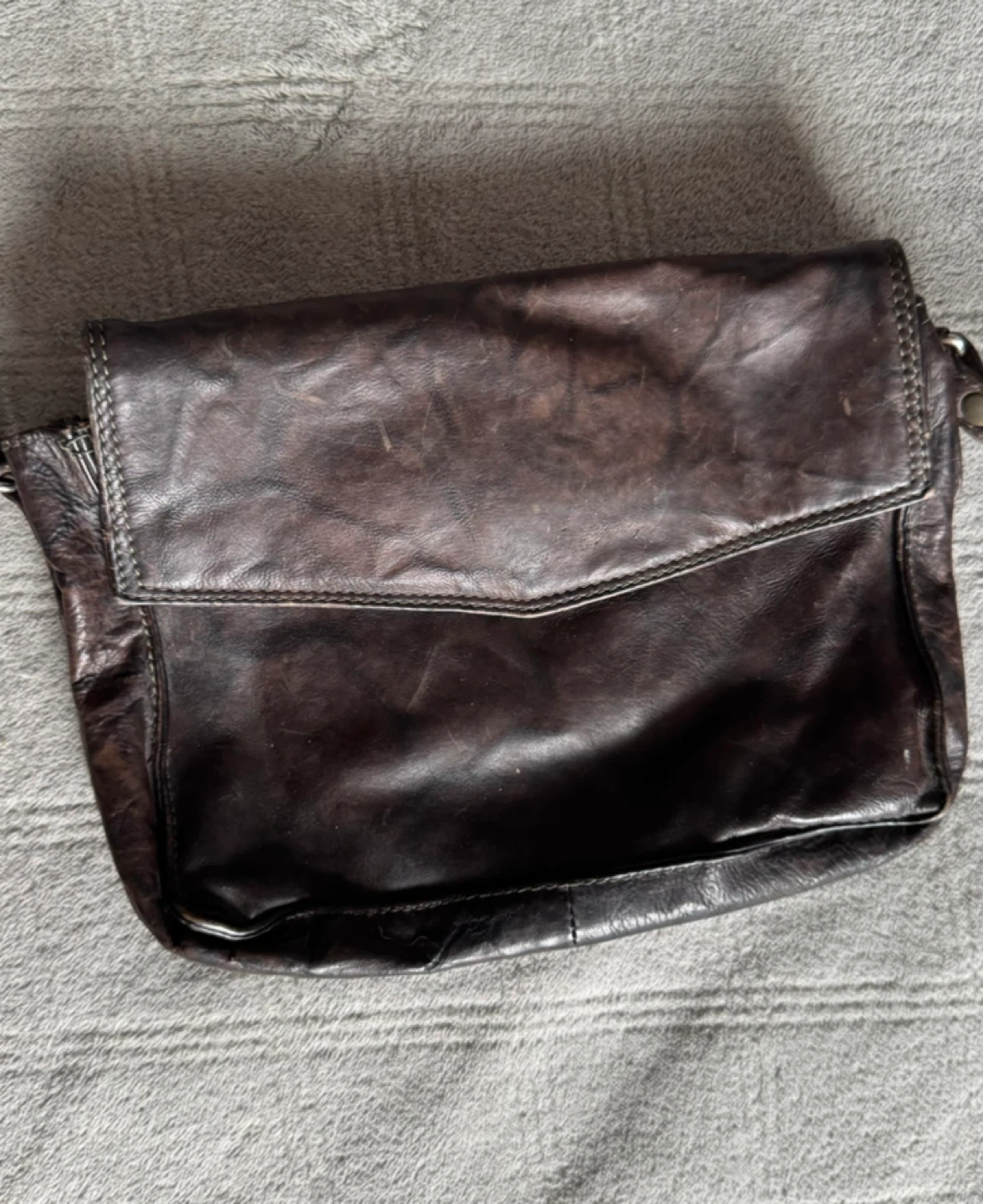 Dark Brown Genuine Leather Crossbody Bag - photo 5
