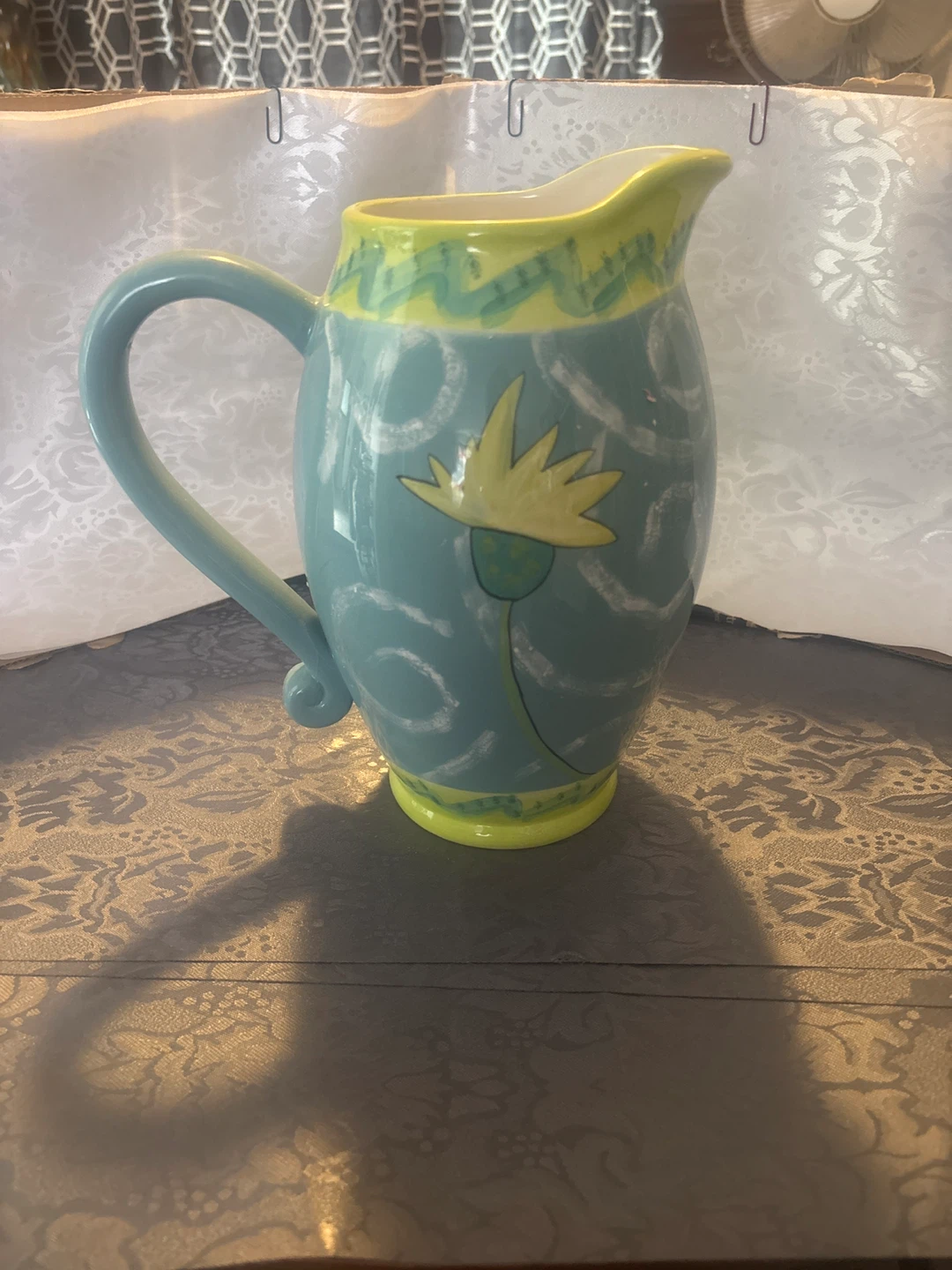 Decorative Ceramic Pitcher with Floral Design - photo 2