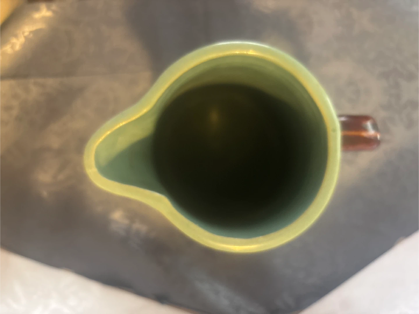 Brown Ceramic Pitcher with Green Rim - photo 3