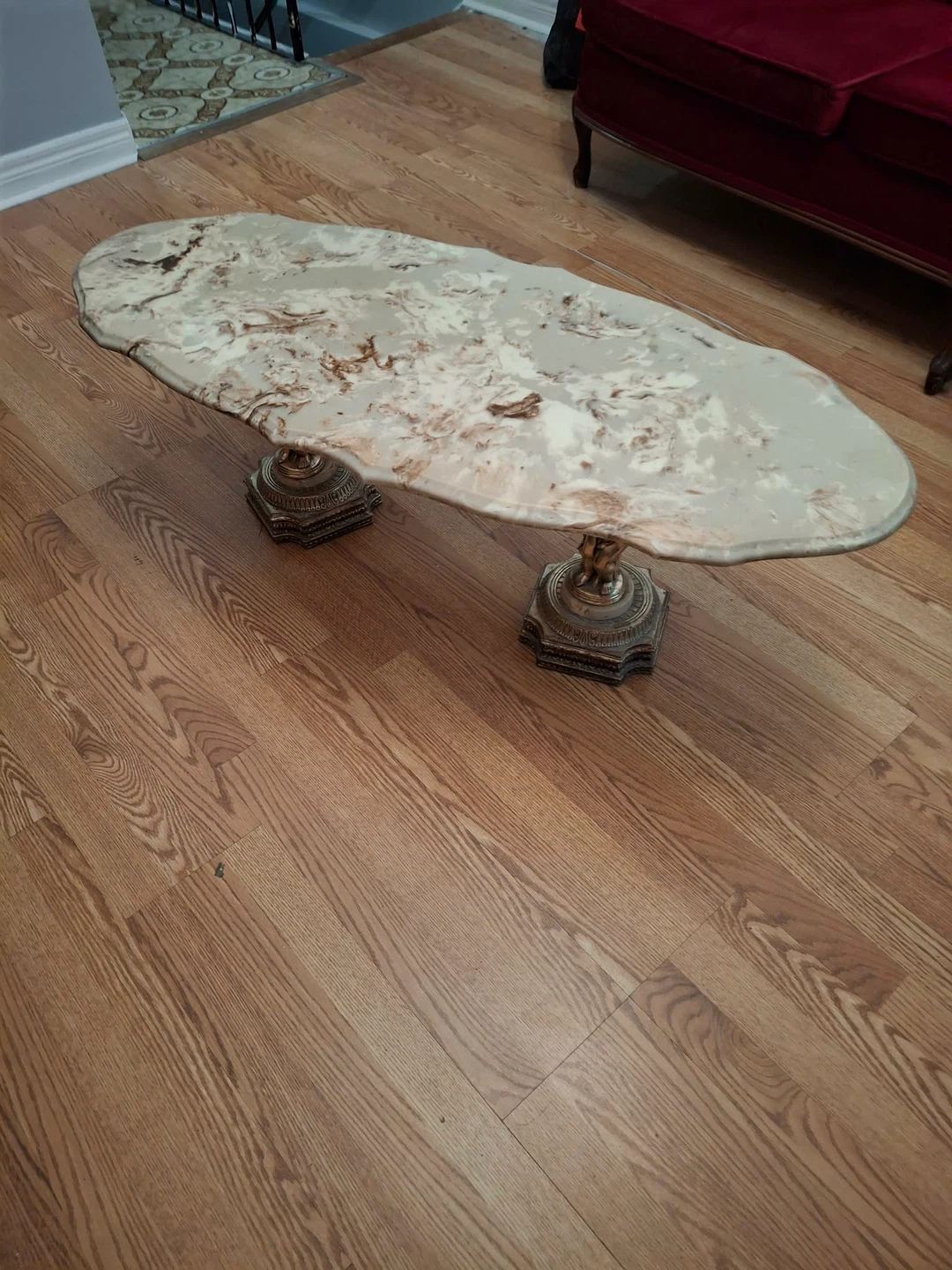 Ornate Coffee Table with Marble Top
