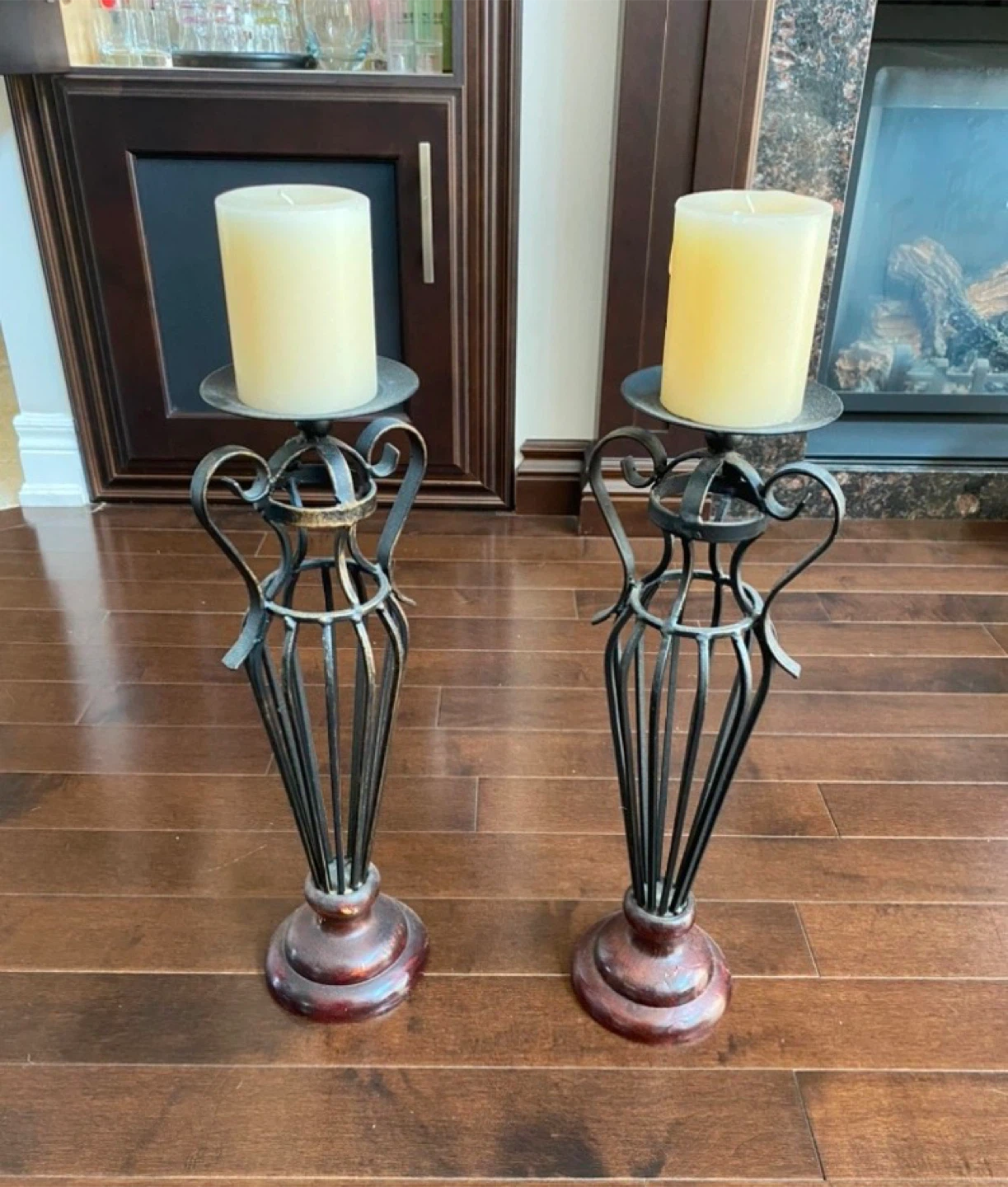 Set of 2 Ornate Metal Candle Holders