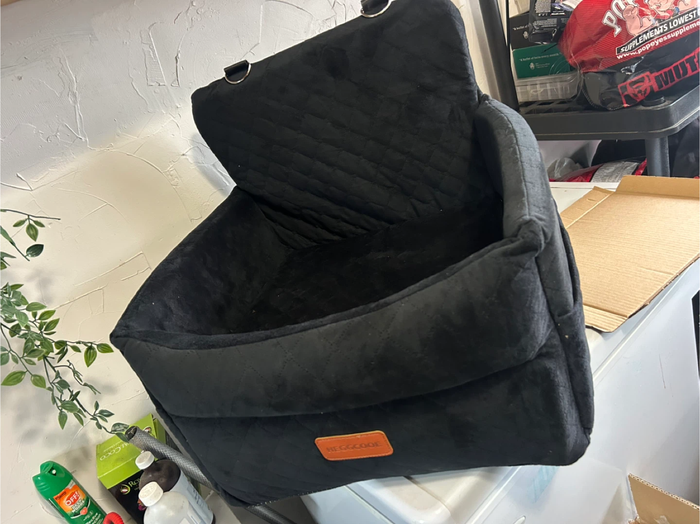 Black Quilted Pet Car Seat Booster