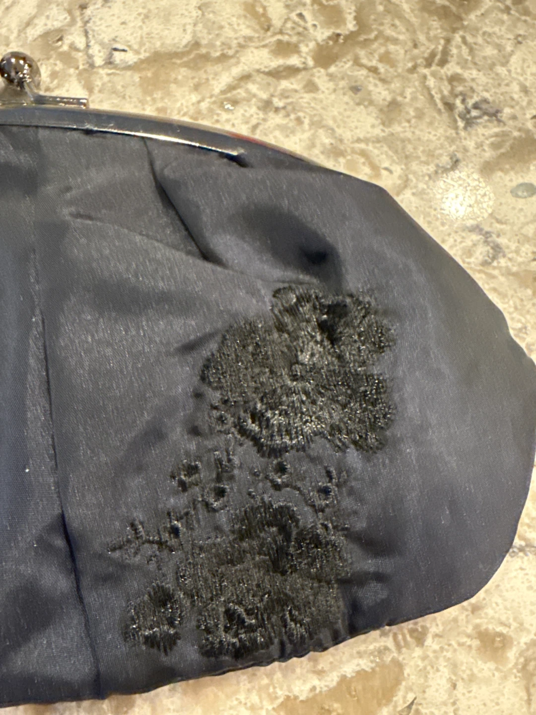 Black Clutch Evening Bag with embroidery detailing - photo 2