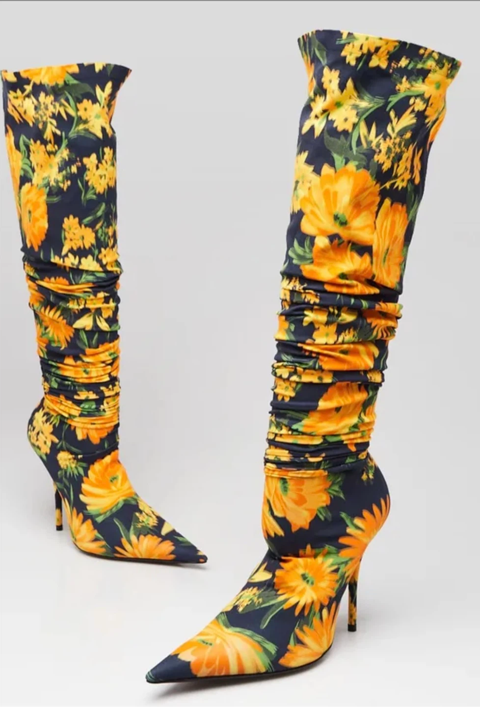 Balenciaga Floral Thigh High Boots