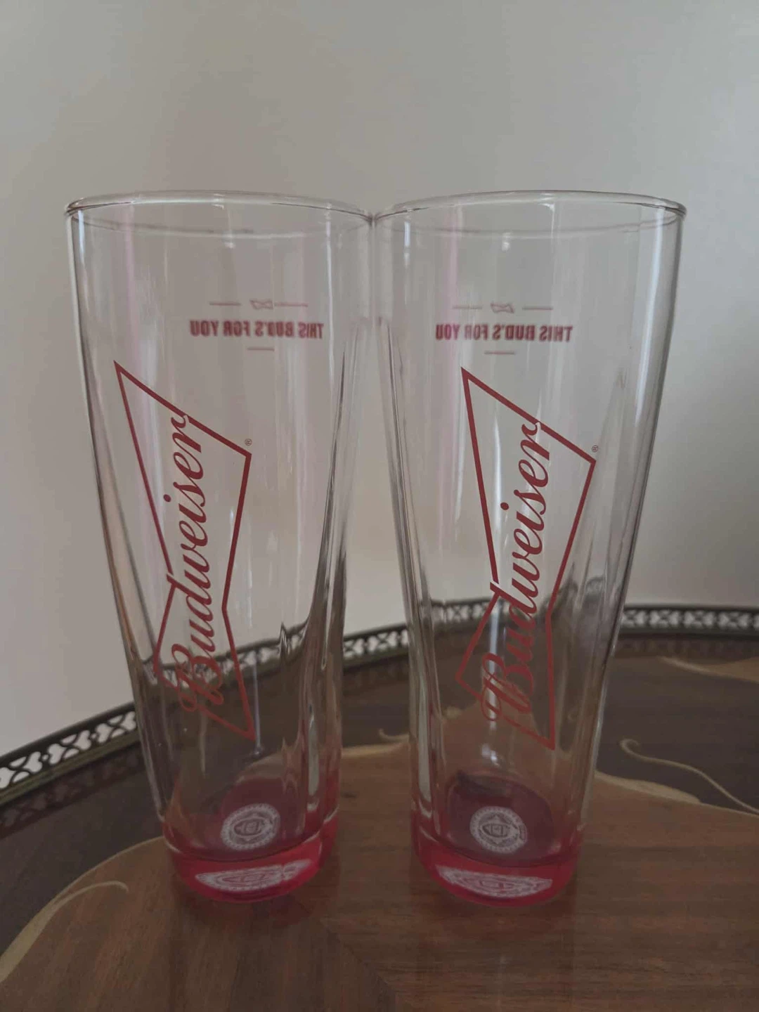 Vintage Budweiser 16oz Pilsner Glasses - Pair