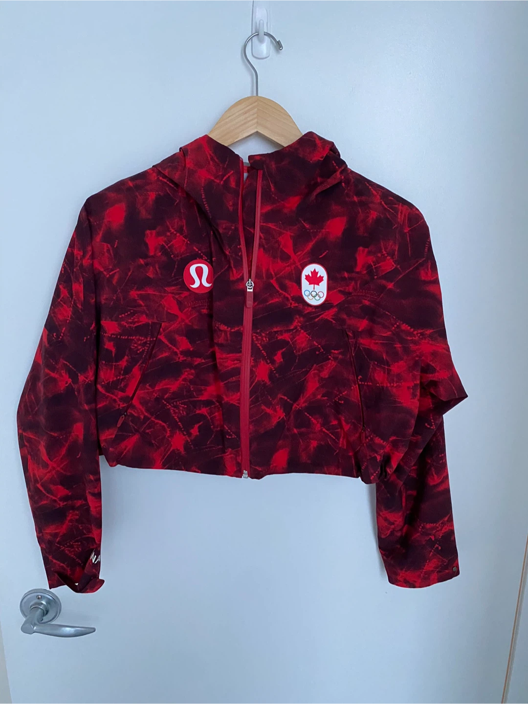 Lululemon Cropped Hoodie Jacket Red Maple Leaf Olympic