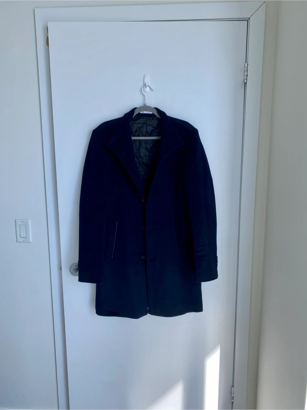 Men's Navy Wool Blend Coat - size L