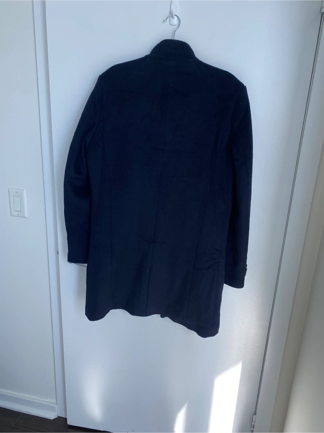 Men's Navy Wool Blend Coat - size L - photo 3