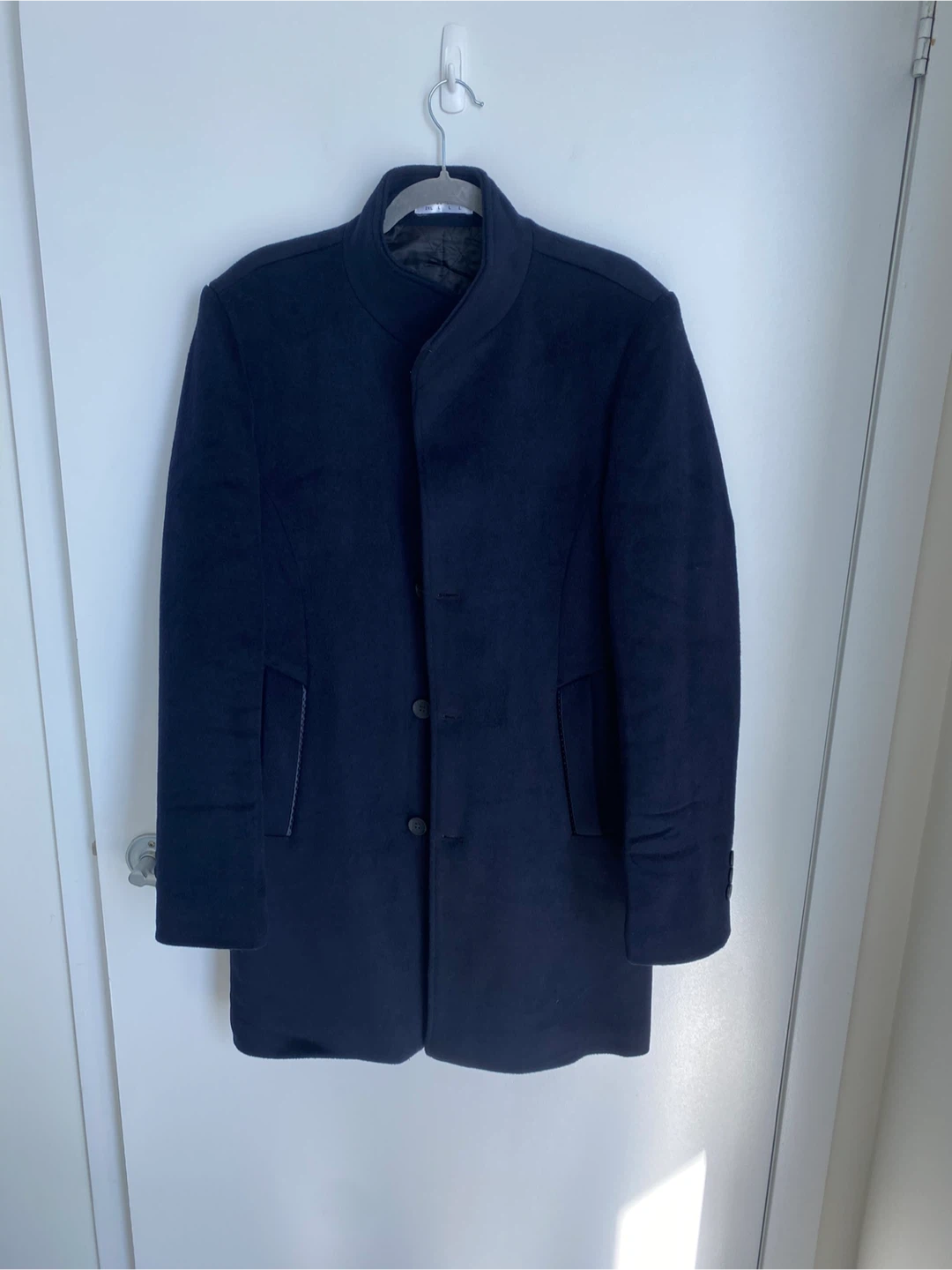 Men's Navy Wool Blend Coat - size L - photo 2