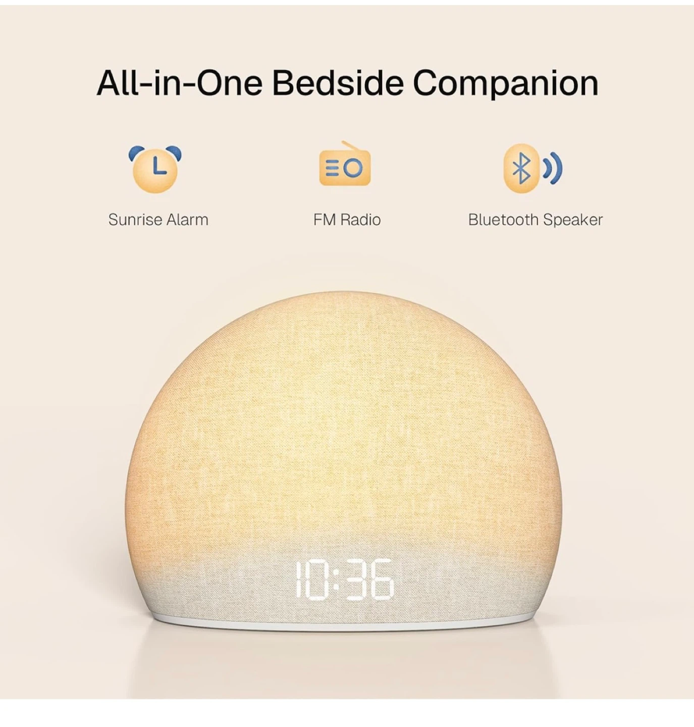 New Sunrise Alarm Clock with FM Radio and Bluetooth Speaker - photo 2