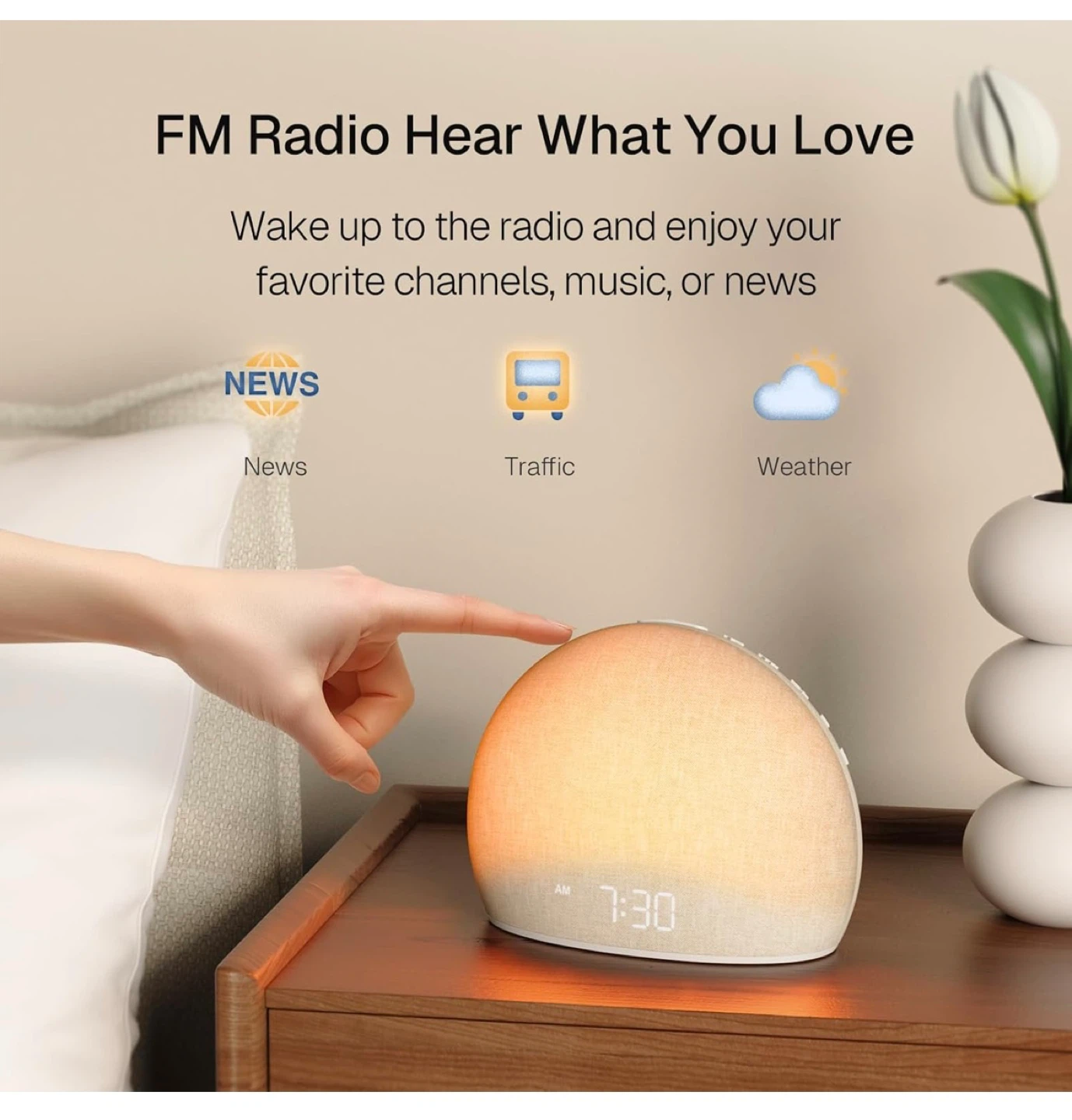 New Sunrise Alarm Clock with FM Radio and Bluetooth Speaker - photo 4